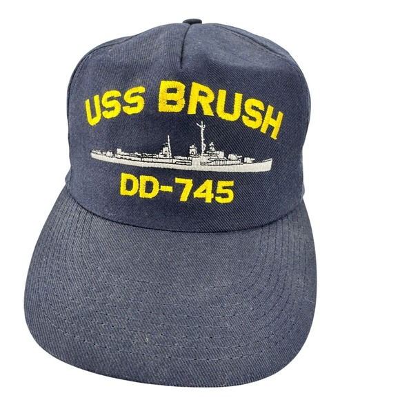 Winner Serge Cap Other - Winner USS Brush DD-745 Hat Mens OSFA Navy Blue Vintage Snapback Military Cap